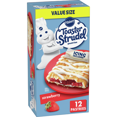Pillsbury Toaster Strudel, Strawberry, Frozen Pastries, 12 Count