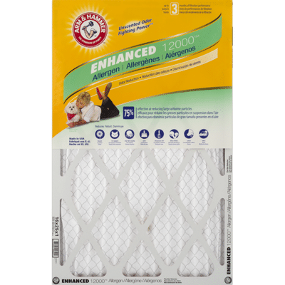 Arm & Hammer Air Filter, Allergen and Odor Reduction, Enhanced 12000, Box