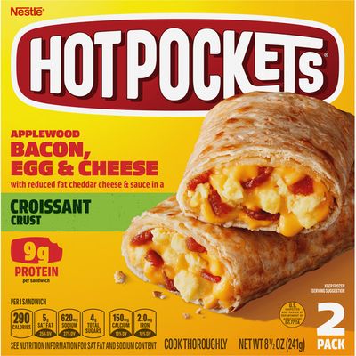 Hot Pockets Applewood Bacon Egg & Cheese Croissant Crust Frozen Breakfast Sandwiches
