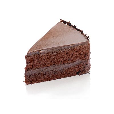 Fudge Iced Chocolate Cake Slice
