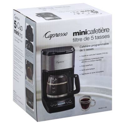 NEW Capresso 5-Cup Programmable Mini Drip Coffee Maker Black and Stainless Steel 