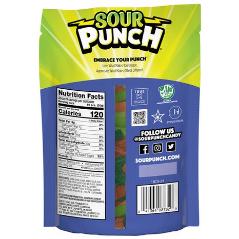 Sour Punch Assorted Fruit Flavored Candy, Resealable Bag