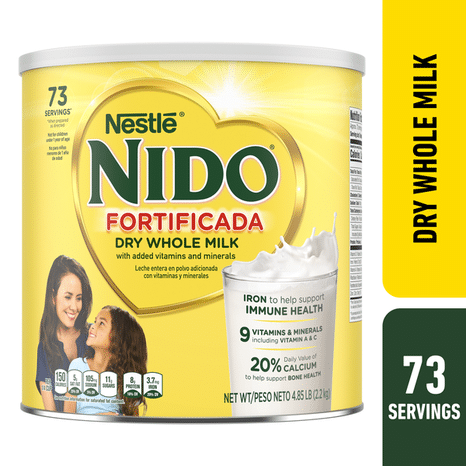 Nestlé Nido Fortificada Powdered Drink Mix - Dry Whole Milk Powder With Vitamins And Minerals Canister