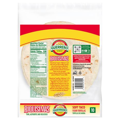 Guerrero Riquisimas Flour Tortillas, Soft Taco Size, 10 Count