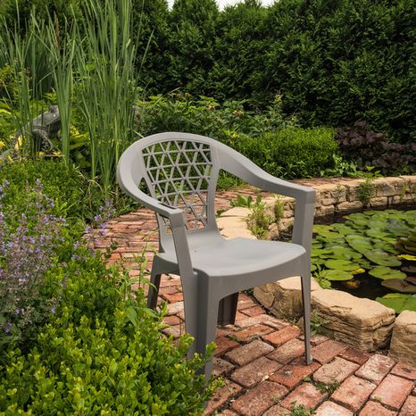 Adams Manufacturing Patio Stackable Frame Stationary Conversation Chair's with Solid Seat 8220-13-3700