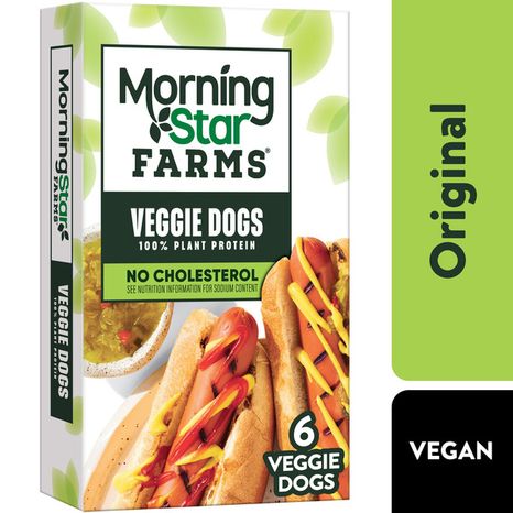 Morning Star Farms Original Plant Based Veggie Dogs, Vegan Meat, 6 Count