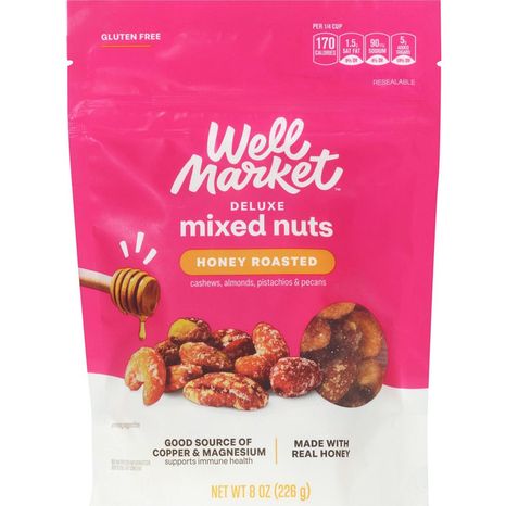 Well Market Deluxe Mixed Nuts Honey Roasted Cashews Almonds Pistachios & Pecans