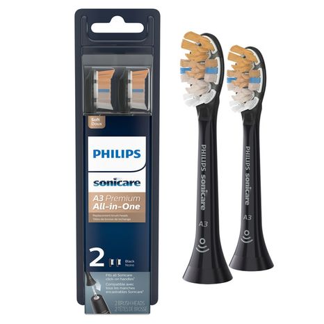 Philips Sonicare Premium All-in-One A3 Replacement Toothbrush Heads, HX9092/95, Smart Recognition, Black