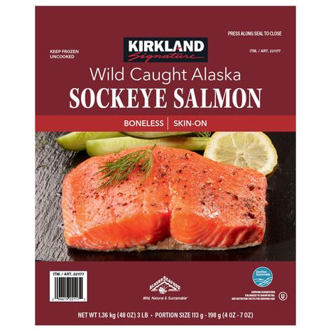 Kirkland Signature Wild Sockeye Salmon, Individually Wrapped, 3 lbs