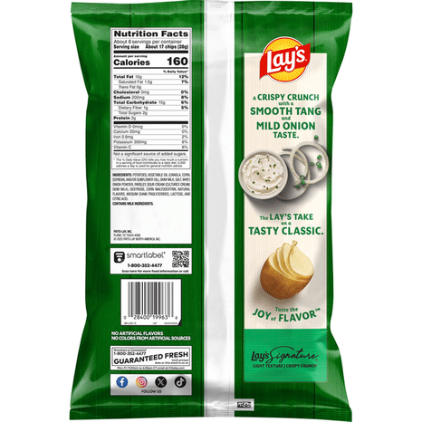 Lay's Potato Chips, Sour Cream & Onion Flavored