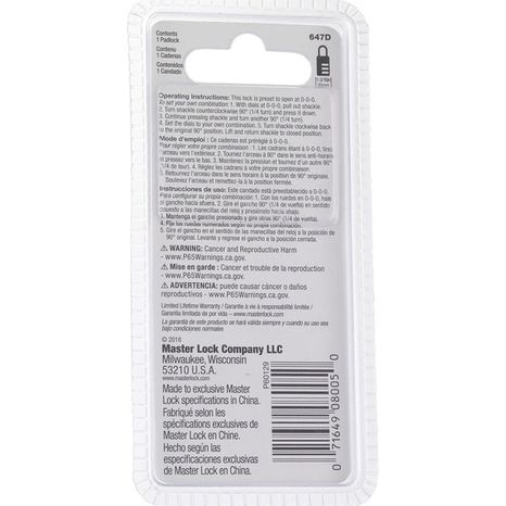 Master Lock Combination Lock