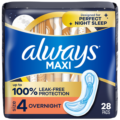 Always Maxi Overnight Pads Without Wings Unscented