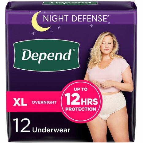 Depend Night Defense Women's Adult Postpartum Incontinence Underwear, XL