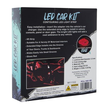 Auto Accessories Contouring LED Light Strip Car Kit - Red