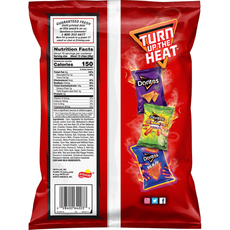 Doritos Tortilla Chips, Nacho Cheese Flavored