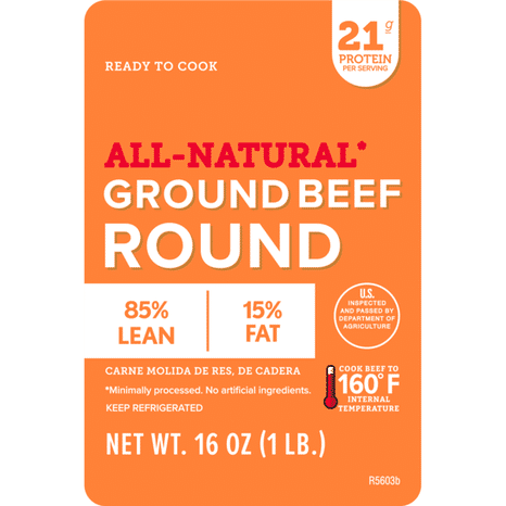 Ibp Trusted Excellence Ground Beef Round, 85% Lean/15% Fat, 1 lb.