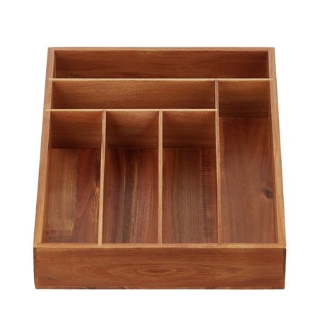 12" x 17-3/4" x 2-1/2" h 6-Section Acacia Flatware Organizer