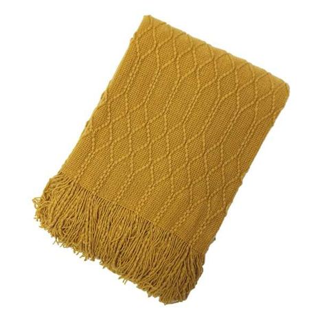 At Home Beverly Throw Blanket - Mustard Yellow