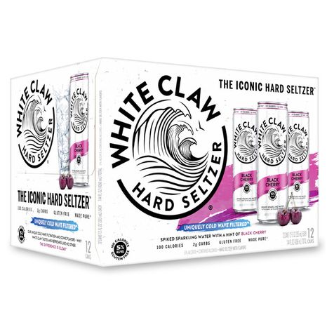 White Claw Hard Seltzer Black Cherry, 12 Pack, 12 fl oz Cans, 5% ABV