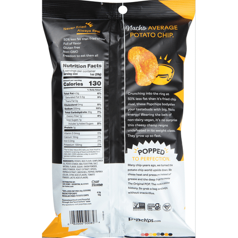 popchips Popped Potato Snack, Original, Nacho Flavored