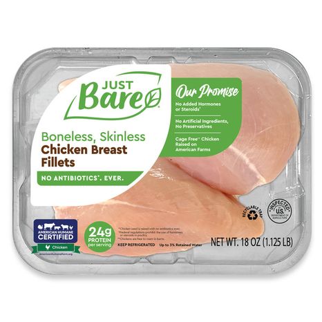 Just Bare Brand Boneless Skinless Chicken Breast Fillets