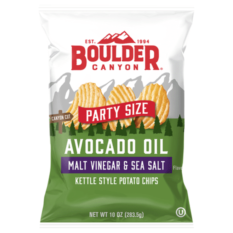 Boulder Canyon Potato Chips, Malt Vinegar & Sea Salt, Kettle Style, Party Size