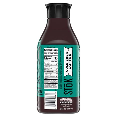 SToK Cold Brew Coffee, Arabica-Based Blend, Black, Unsweetened, Medium Roast, 48 FL OZ Bottle, 2 Count