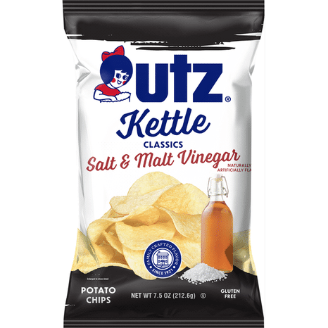 Utz Potato Chips, Salt & Malt Vinegar, Kettle Classics
