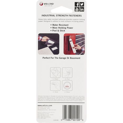 Velcro Industrial Strength Black Strips Adhesive