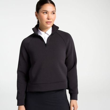 CALIA Women's Golf Soft Scuba 1/4 Zip Sweatshirt, S - Pure Black