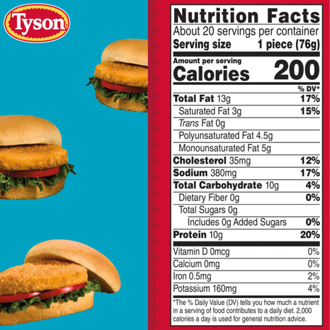 Tyson Frozen Chicken Patties Family Pack, 3.37 lb