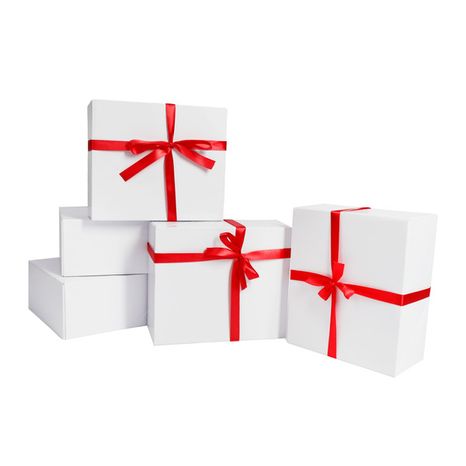 Holiday Time Christmas Paper Gift Box Set, 8.25 x 7 x 3.5 in - White