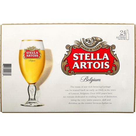 Stella Artois Premium Lager Beer, 24 Pack, 11.2 Fl Oz Glass Bottles, 5% Abv