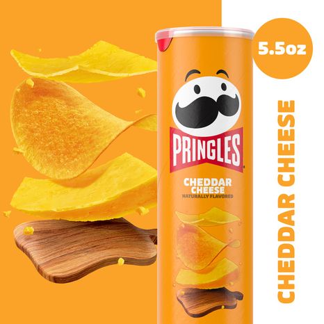 Pringles Cheddar Cheese Potato Crisps Chips, Lunch Snacks, 5.5 oz