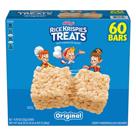 Kellogg's Rice Krispies Treats Original Crispy Marshmallow Squares Bars, 60 Count