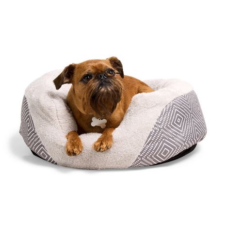 EveryYay Essentials Oval Cuddler Pet Bed, Small - Grey Diamond