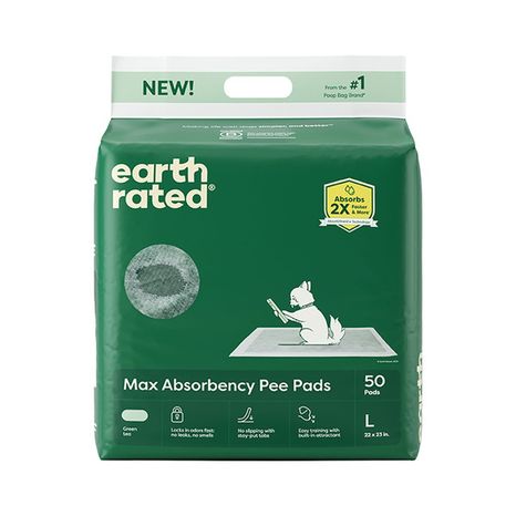 Earth Rated Max Absorbency 2X Faster & More Leak-Proof Dog Pee Pad, Large - Green