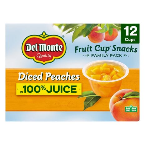 Del Monte Diced Peaches in 100% Juice Plastic Fruit Cup Snacks