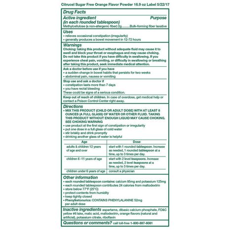 Citrucel Sugar Free Fiber Powder