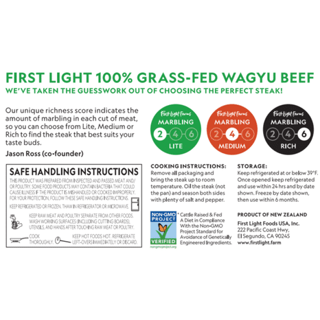 First Light Farms 100% Grass-Fed Wagyu Beef Ribeye Steak