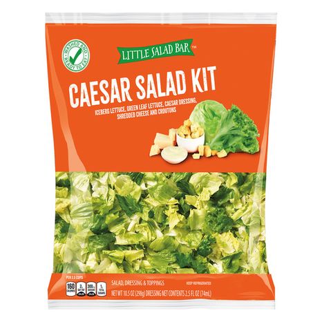 Little Salad Bar Romaine Lettuce Caesar Dressing Shredded Cheese And Croutons Caesar Salad Dressing & Toppings Kit