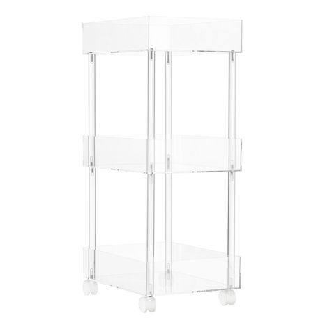 The Container Store 11-1/2" x 15-1/4" x 30-5/8" Luxe Acrylic 3-Tier Rolling Cart