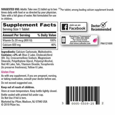 Caltrate Calcium and Vitamin D Supplement Tablets