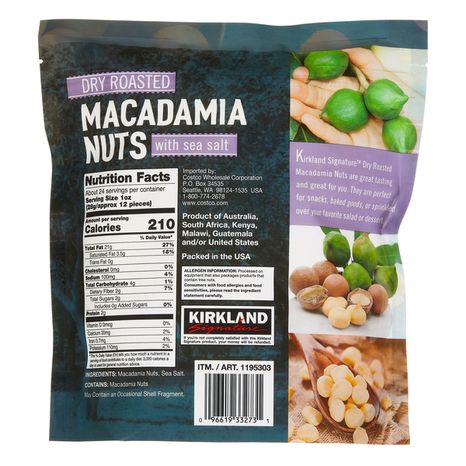 Kirkland Signature Dry Roasted Macadamia Nuts With Sea Salt