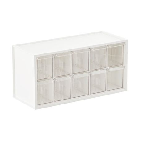 10-Drawer Medium Stackable Craft Organizer - White & Clear - 14-7/8" x 6-1/8" x 7-3/8"
