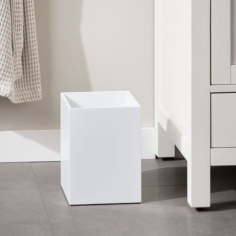 The Container Store Lacquer Wastebasket, 7-1/2 x 10 in - White