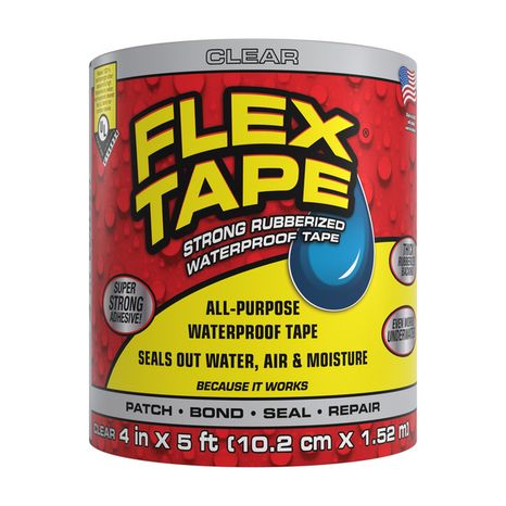 FLEX TAPE Tape, Waterproof, Strong Rubberized, Clear