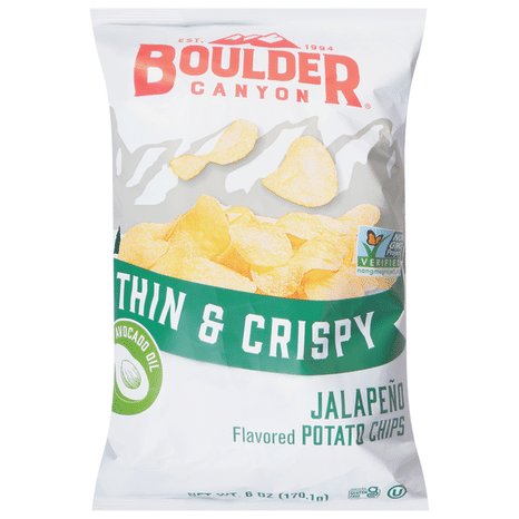 Boulder Canyon Potato Chips, Thin & Crispy, Jalapeno Flavored