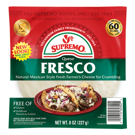 V&V Supremo Queso Fresco Cheese Chunk, Mexican Style, Fresh Farmer's