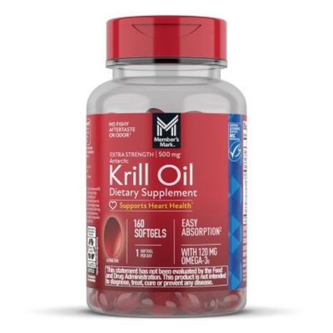 Member’s Mark Extra Strength Superior Omega-3 Krill Oil 500 Mg Dietary Supplement Softgel